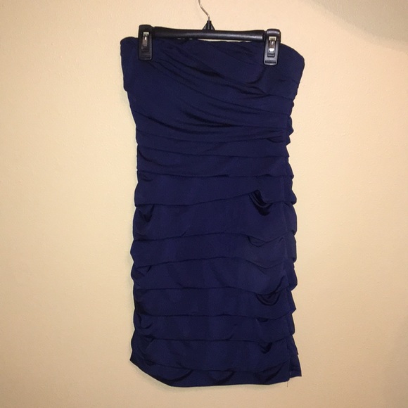 Navy Blue ruched strapless dress Speechless size S - Picture 1 of 3